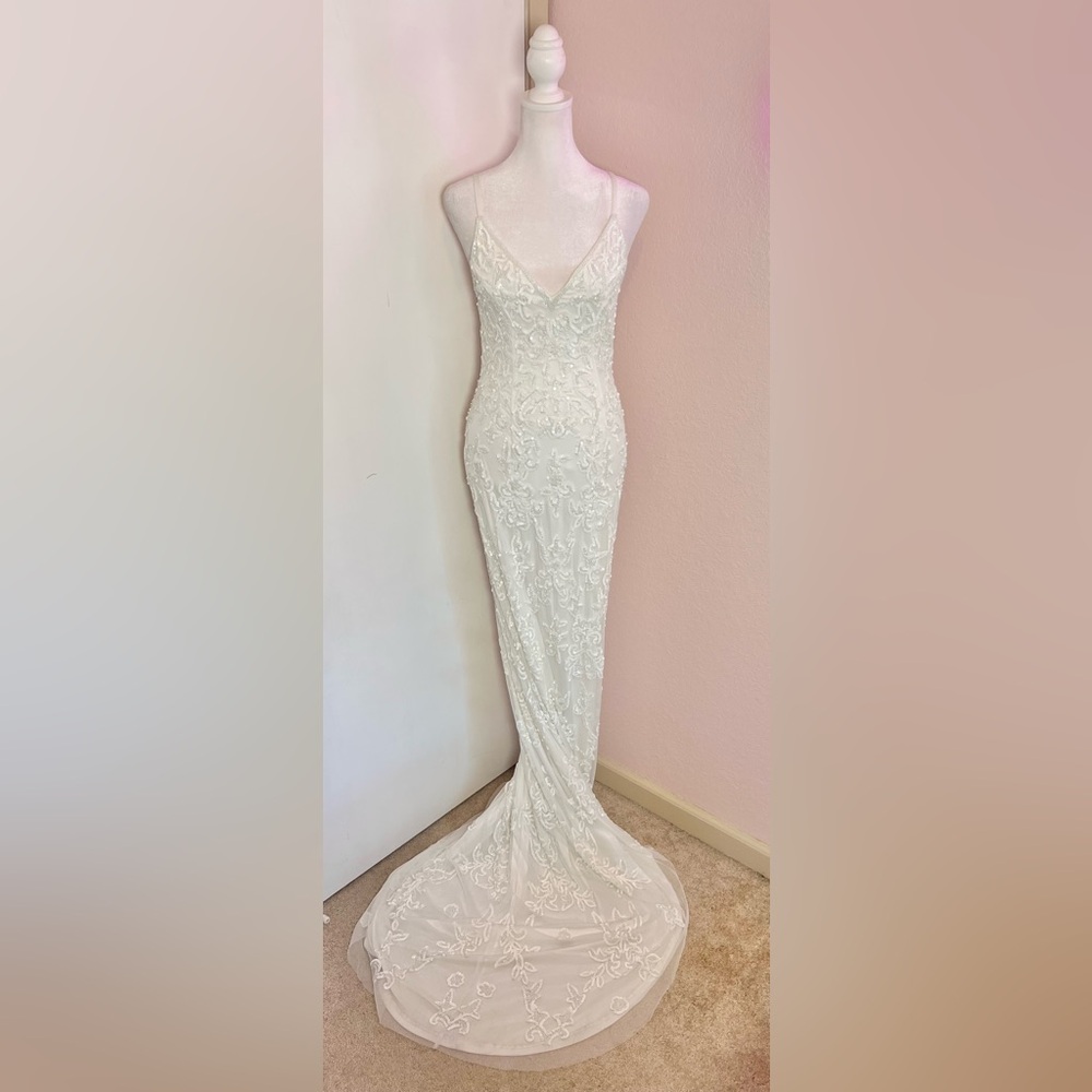 Everlasting Passion White Sequin Beaded Backless Maxi Wedding Dress by Lulus - Picture 11 of 14